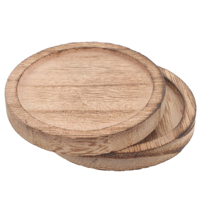 2PCS RUSTIC WOODEN CANDLE HOLDER FARMHOUSE TEALIGHT CANDLE PLATE PILLAR CANDLE TRAY COFFEE TABLE CENTERPIECES PLANT SAUCER SUCCULENT POT WOOD DISCS