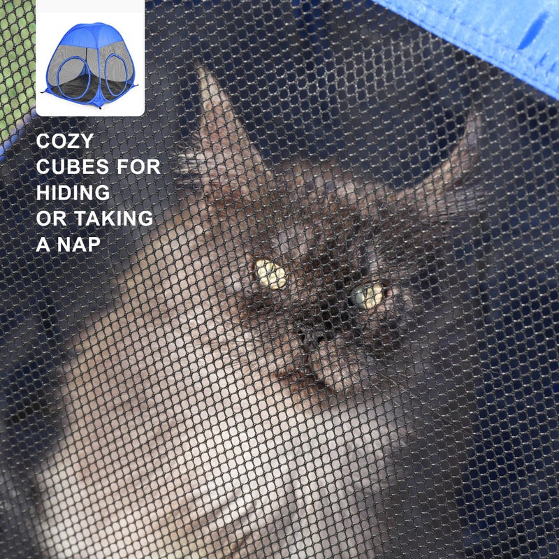 PetEase Catio Outdoor Cat Enclosure, 3-in-1 Extra Large Portable Cat Playpen with Tower Tent & Tunnel, Foldable Waterproof Mesh Catio for Indoor Outdoor Cats & Small Pets - Image 5