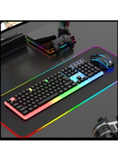 Beauenty GTX350 luminous keyboard mouse set suspended keyboard mechanical feel esports game mouse keys/GTX350 black suit 