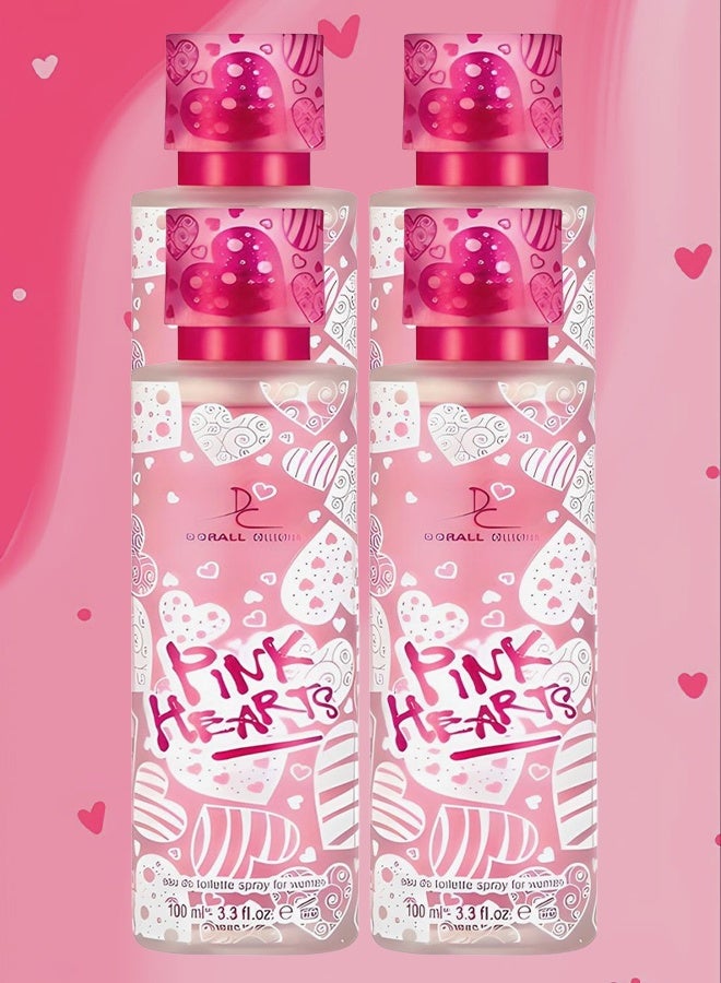 DORALL COLLECTION 4 Pieces Pink Hearts Spray For Women EDT 100ml - Image 1
