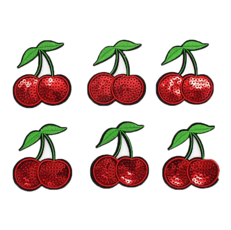 YABINA 10PC Embroidery Fruits Iron on Sew on Patches Applique for Jeans, Neckline, Clothing, Bags (Cherry) - Image 4