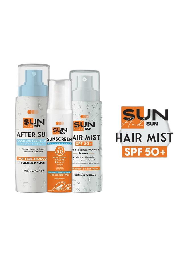 سو ساندي مجموعة الحماية من الشمس صن اند صن من سو ساندي ( اول صن سكرين بشهادة معتمدة SPF +50  & سبراي هير ميست مع حماية من الشمس & سبراي افتر صن للحماية بعد التعرض للشمس - Image 1