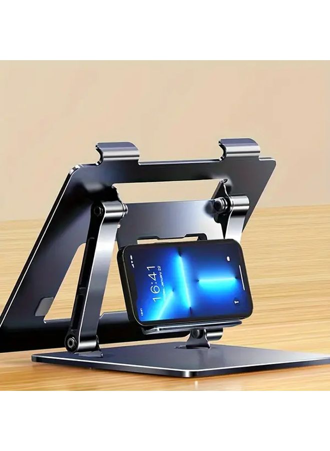 Gray Adjustable Laptop Stand Ergonomic Folding Design with Cooling Base for Multiple Devices - Image 5