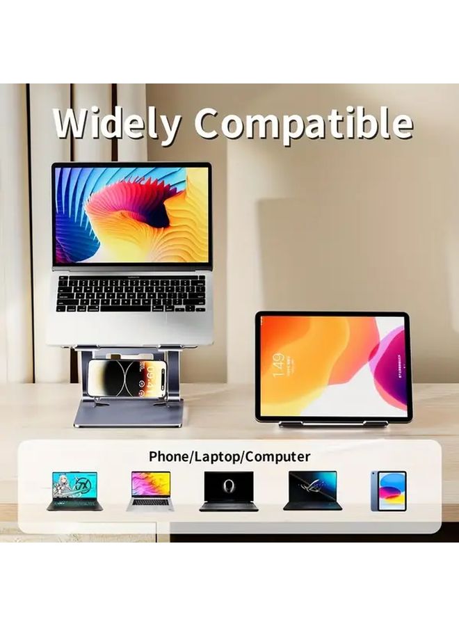 Gray Adjustable Laptop Stand Ergonomic Folding Design with Cooling Base for Multiple Devices - Image 4
