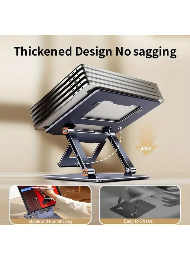 Gray Adjustable Laptop Stand Ergonomic Folding Design with Cooling Base for Multiple Devices - Image 3