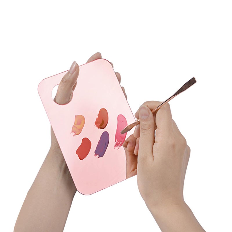 Mcduyant 4 Pcs Makeup Mixing Tray Makeup Palette with Makeup Spatula Makeup Mixing Palette Foundation Palette for Eye Shadow Lipsticks Nail Art Beauty Salon (Pink and Transparent) - Image 4