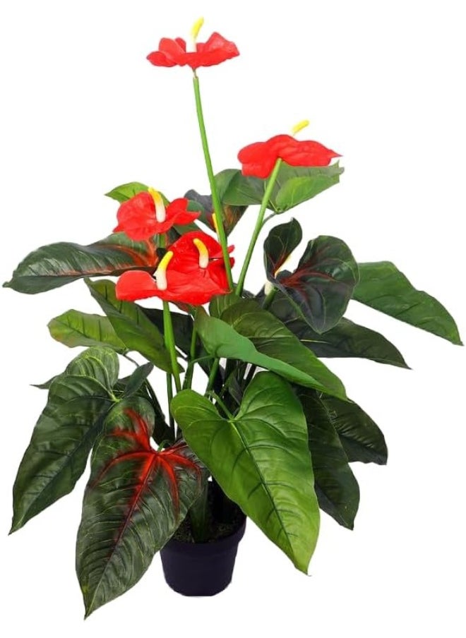 Generic Nearly Natural Real Touch Artificial Anthurium Plant 90X90X95 Cm Green-Brown  - Image 1