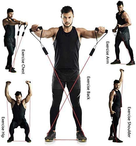 Mayatra's Resistance Bands Set with Stackable Exercise Bands,Non-Slip Foam Handles,Carry Bag, Door Anchor Attachment, Legs Ankle Straps and Workout Guide (11 in 1 Tube Set) - Image 4