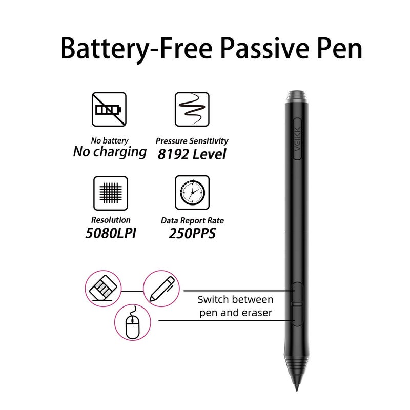 VEIKK P002 Pen for A50 and A15 Drawing Tablet 8192 Levels Passive Pen - Image 5