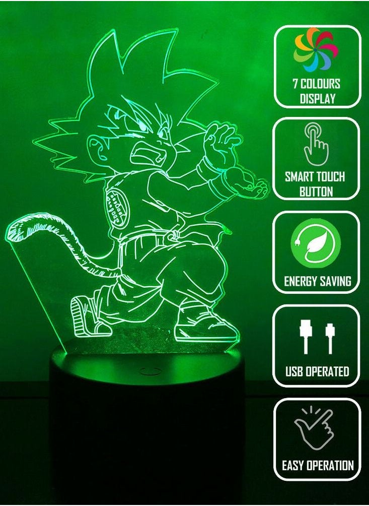althiqahkey - GOKU MONKEY TAIL DBZ 3D Acrylic LED 7 Colour Night Light Touch Table Lamp - Image 1