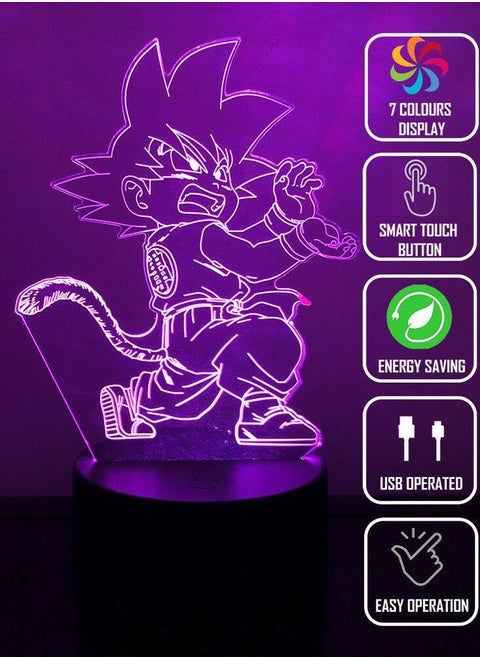 GOKU MONKEY TAIL DBZ 3D Acrylic LED 7 Colour Night Light Touch Table Lamp