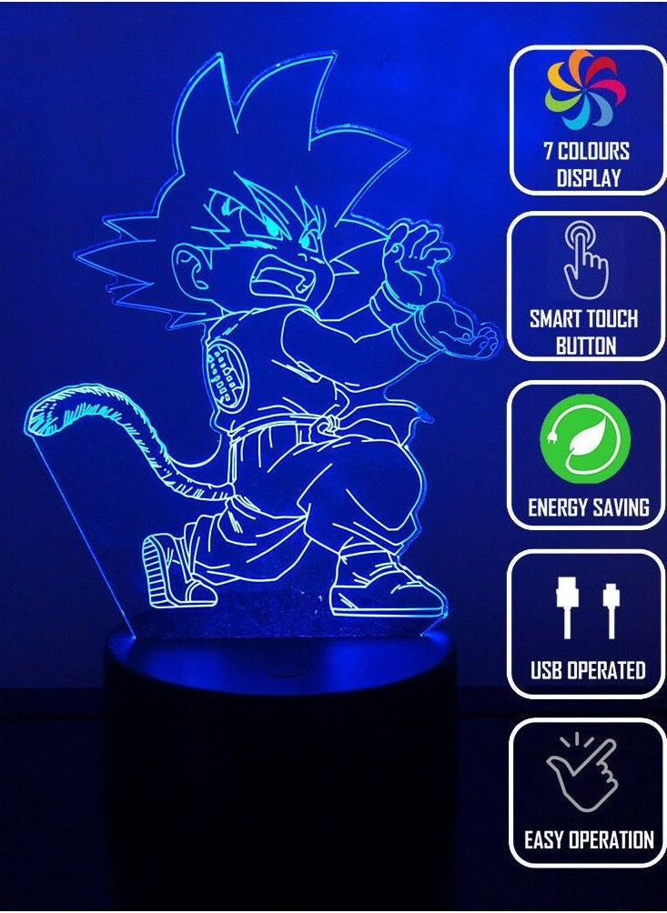 althiqahkey - GOKU MONKEY TAIL DBZ 3D Acrylic LED 7 Colour Night Light Touch Table Lamp - Image 1