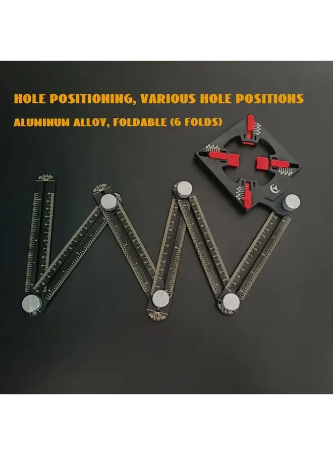 6 Fold Aluminum Alloy Measuring Tool Multi Functional Folding Ruler with Precision Markings for Tile Cutting and Woodworking Compact Measuring Device Durable Construction - Image 1