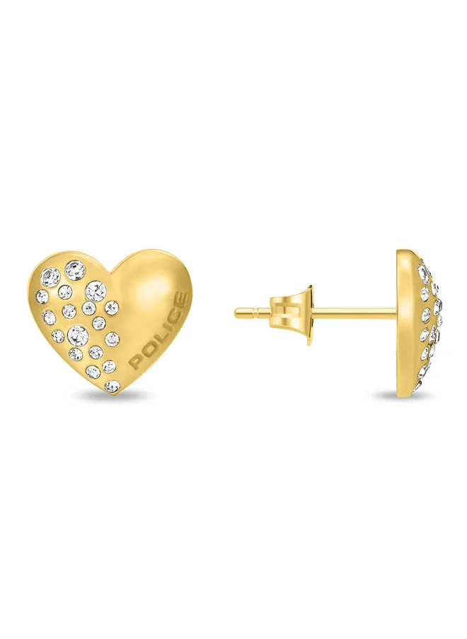 بوليس Heartstone Earrings for Women Heart-Shaped Convex Studs with Twinkling Crystals