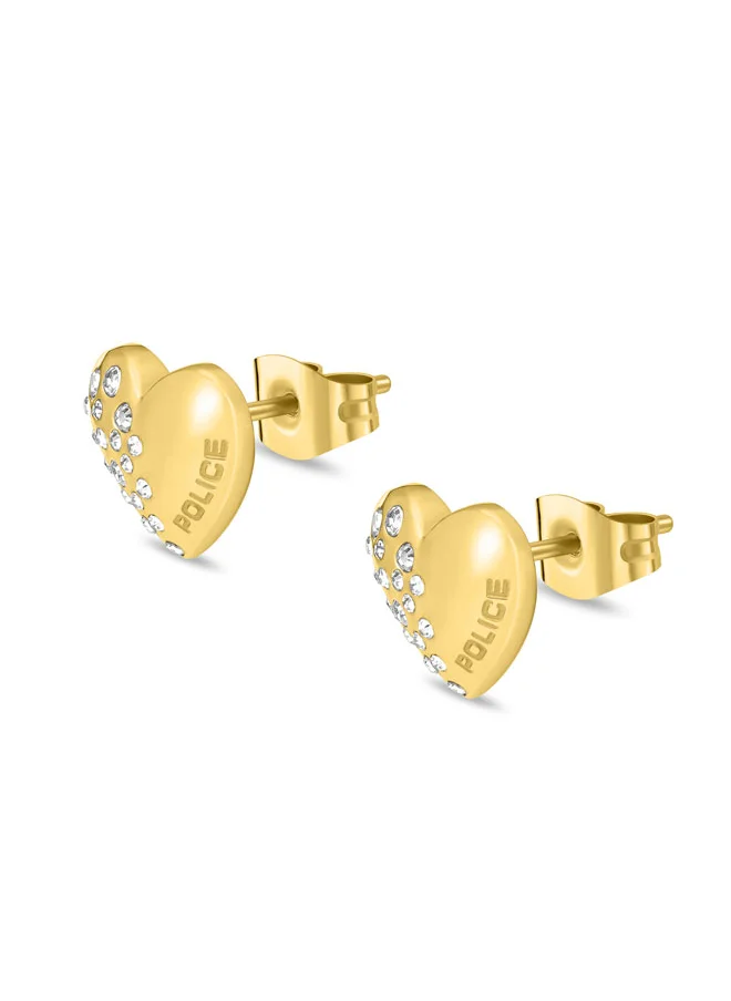 بوليس Heartstone Earrings for Women Heart-Shaped Convex Studs with Twinkling Crystals