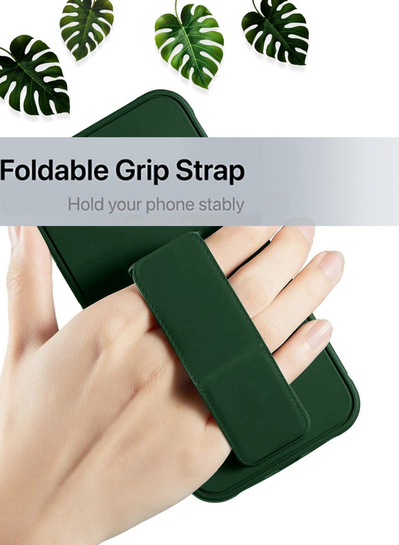 Techie Premium Silicone Magnetic Secure Hand Grip Case Holder with Foldable Kickstand for Xiaomi Redmi 13C 4G – Dark Green - Image 2