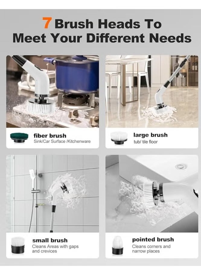 Electric Spin Scrubber Rechargeable Cleaning Brush with 7 Replaceable Brush Heads, Cordless and Portable Power Scrubber, Electric Bathroom Scrubber for Cleaning Tile, Sink, Window, Floor, Tub, Car - Image 5