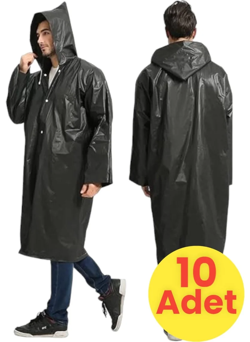 Tezzgelsin Men's Windproof Hooded Raincoat Eva Raincoat 10 Pieces