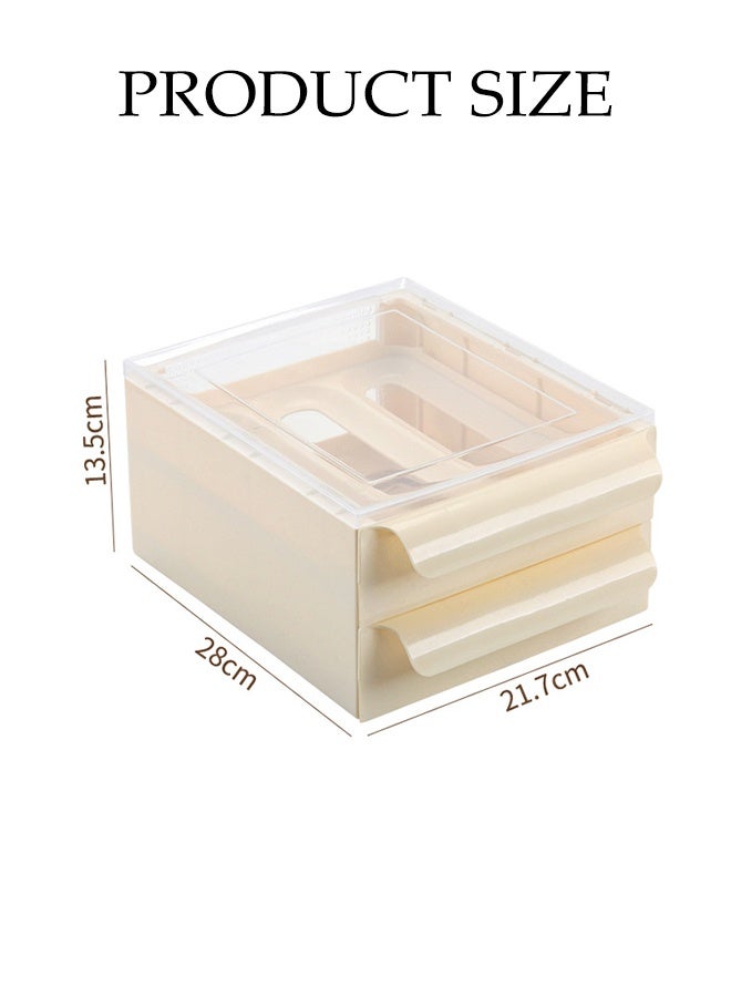 DUNISO Egg Holder Storage Double Layer Refrigerator Egg Drawer Organizer Auto Rolling Egg Dispenser Space-saving Egg Holder Household Stackable Egg Storage Tray Shockproof and Drop-Proof Food Storage Container Plastic Egg Organiser - Image 4