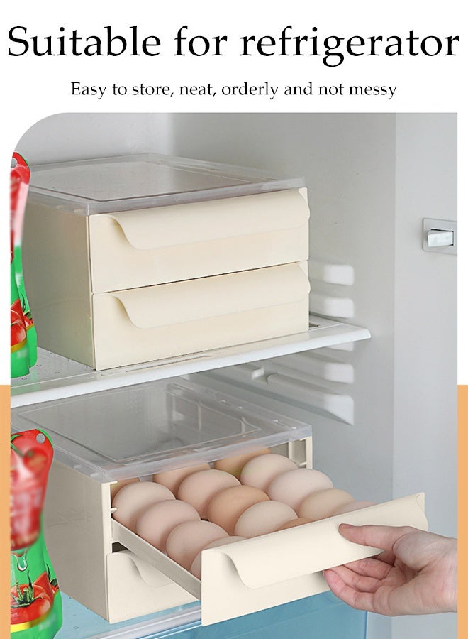 DUNISO Egg Holder Storage Double Layer Refrigerator Egg Drawer Organizer Auto Rolling Egg Dispenser Space-saving Egg Holder Household Stackable Egg Storage Tray Shockproof and Drop-Proof Food Storage Container Plastic Egg Organiser - Image 5