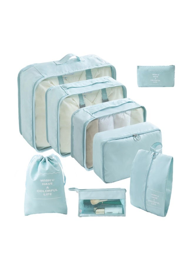 بمعنى سحر بمعنى حديقة مكعبات التعبئة للحقيبة 8Pcs مكعبات التعبئة الزرقاء الخفيفة للتخزين الأمتعة التعبئة المنظّم مكعبات التعبئة السفر مجموعة الملابس والأحذية تخزين للسفر الأساسي - Image 1