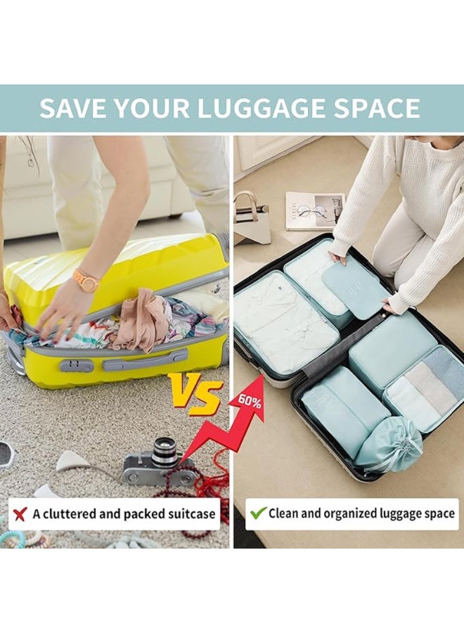 بمعنى سحر بمعنى حديقة مكعبات التعبئة للحقيبة 8Pcs مكعبات التعبئة الزرقاء الخفيفة للتخزين الأمتعة التعبئة المنظّم مكعبات التعبئة السفر مجموعة الملابس والأحذية تخزين للسفر الأساسي - Image 5