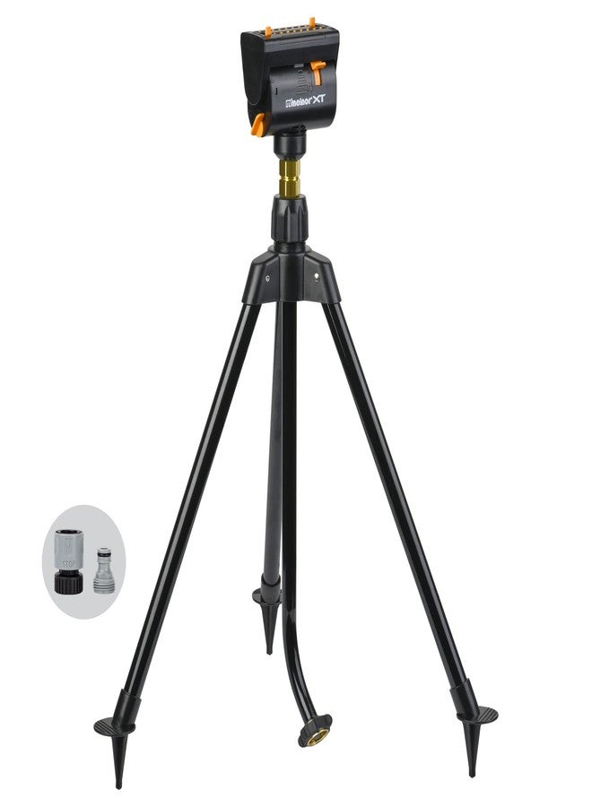 Melnor MiniMax Turbo Oscillating Sprinkler on Tripod, 4000 sq. ft., 4-Way Adjustable, Quick Connect Bundle, Black, Yellow - Image 1