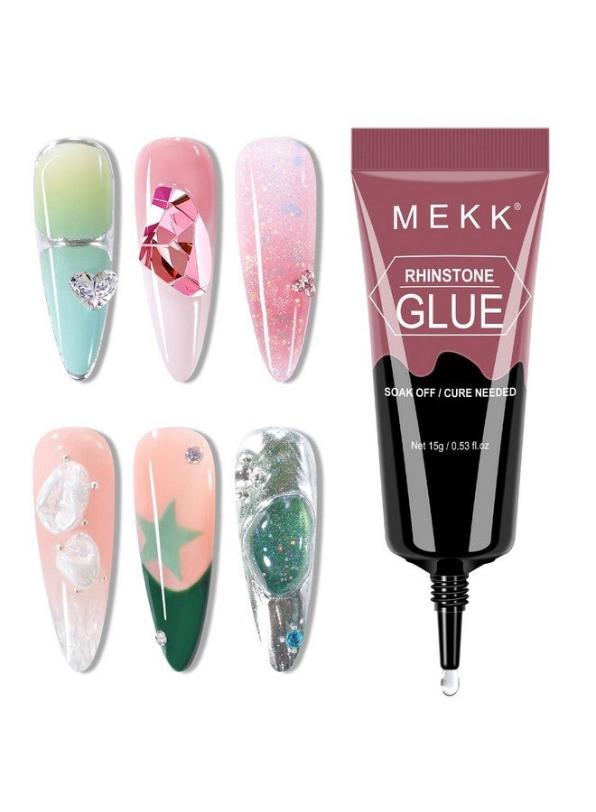 MEKK Rhinestone Glue For Nails, 1Pcs 15G Super Strong Gel Nail Glue For Rhinestones No Wipe Nail Rhinestone Glue For 3D Nails Crystals Beads Charms Diamonds Gems Cure Needed - Image 1
