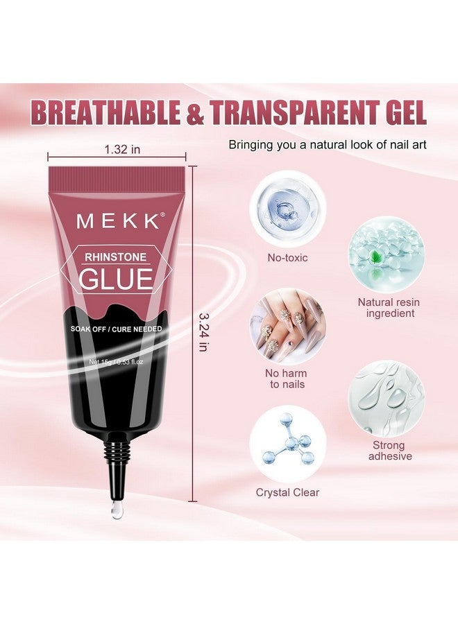 MEKK Rhinestone Glue For Nails, 1Pcs 15G Super Strong Gel Nail Glue For Rhinestones No Wipe Nail Rhinestone Glue For 3D Nails Crystals Beads Charms Diamonds Gems Cure Needed - Image 2
