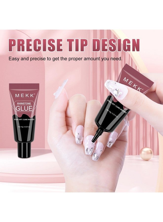 MEKK Rhinestone Glue For Nails, 1Pcs 15G Super Strong Gel Nail Glue For Rhinestones No Wipe Nail Rhinestone Glue For 3D Nails Crystals Beads Charms Diamonds Gems Cure Needed - Image 3