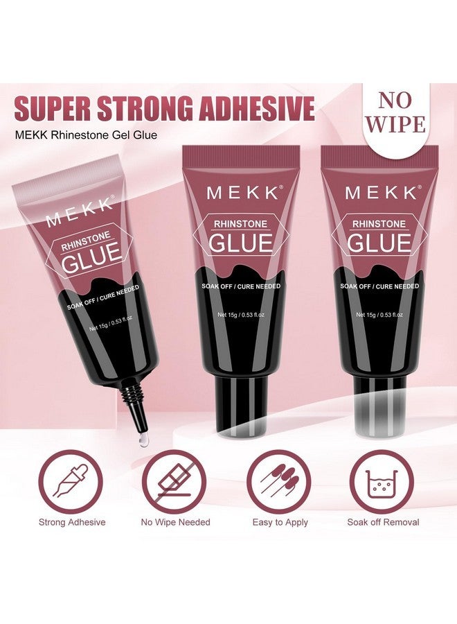 MEKK Rhinestone Glue For Nails, 1Pcs 15G Super Strong Gel Nail Glue For Rhinestones No Wipe Nail Rhinestone Glue For 3D Nails Crystals Beads Charms Diamonds Gems Cure Needed - Image 4