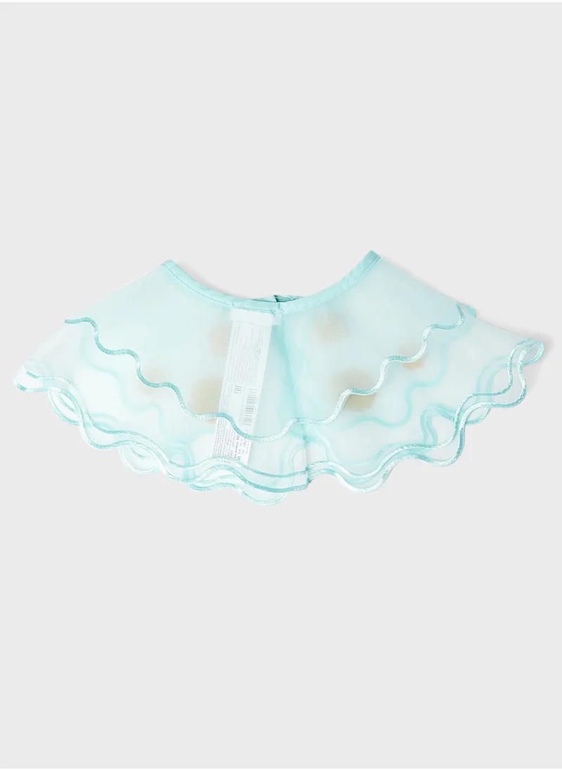 MANGO Floral Applique Organza Collar Light