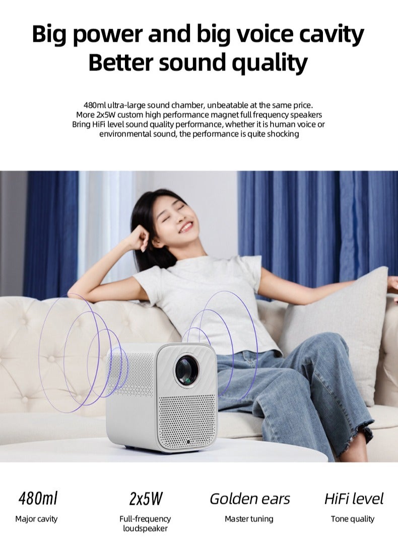 Lenovo Lenovo Xiaoxin 100S Projector ，Home Ultra HD 1080P High-Brightness Projector , Auto Focus Projector, Supports both wireless and wired connections,including Wi-Fi and Bluetooth. - Image 5