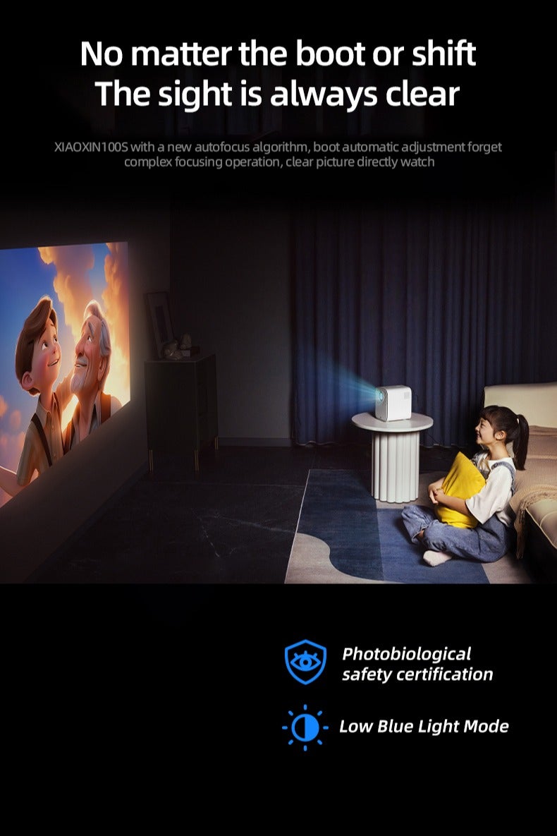 Lenovo Lenovo Xiaoxin 100S Projector ，Home Ultra HD 1080P High-Brightness Projector , Auto Focus Projector, Supports both wireless and wired connections,including Wi-Fi and Bluetooth. - Image 3
