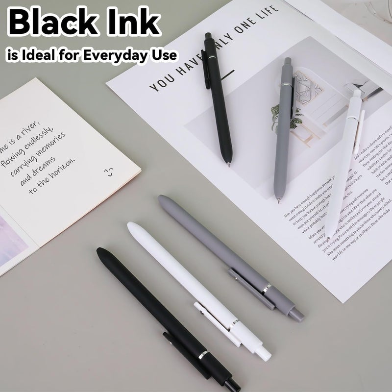 FIOVER Gel Pens,6Pcs Fine Point Smooth Writing Pens 0.5mm Black Gel Ink, High-End Series Ballpoint for Journaling Note Taking, Gifts for Women Men (6pcs-Black, Gray, White) - Image 2