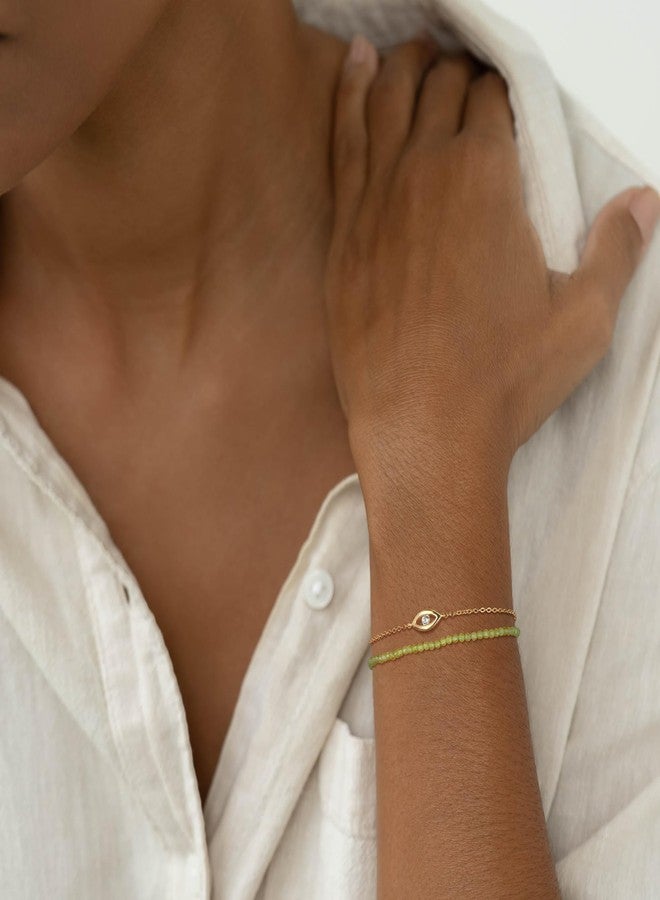 MEVECCO Gold Bracelet for Women 18K Gold Plated Peridot Stone Custom Handmade Mixed Beaded Charm Chain Bracelets Jewelry Gifts - Image 3