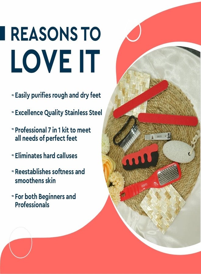 GUBB Pedicure Kit 7 in 1 - Nail Clipper, Pumice Stone, Nail Buffer, Nail Brush, Foot Rasp, Toe Spacer - Professional Foot Care Set for Home Pedicures - Essential Nail and Foot Tools from the GUBB Store for a Complete and Relaxing Pedicure Experience - Image 4