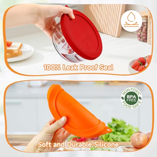 Sophico 4 Cup Round Silicone Storage Cover Lids Replacement for Anchor Hocking and Pyrex 7201-PC Glass Bowls (Container not Included) (Mix) 4 Pack - Image 4