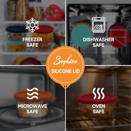 Sophico 4 Cup Round Silicone Storage Cover Lids Replacement for Anchor Hocking and Pyrex 7201-PC Glass Bowls (Container not Included) (Mix) 4 Pack - Image 5