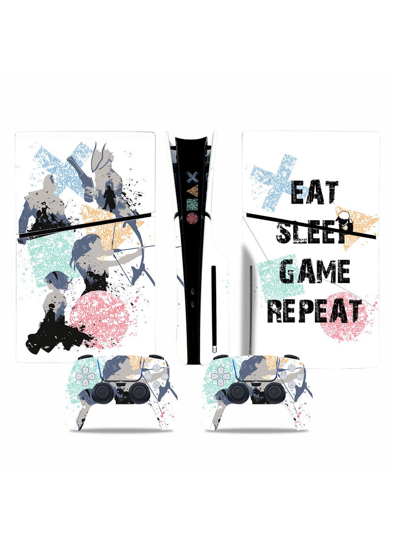 Excefore Skin for PlayStation 5 Slim Disc Version, Sticker for PS5 Vinyl Decal Cover for Playstation 5 Controller, Full Wrap Skin Protective Film Sticker Compatible with PS5 Slim Disk Edition (B)  - Image 1