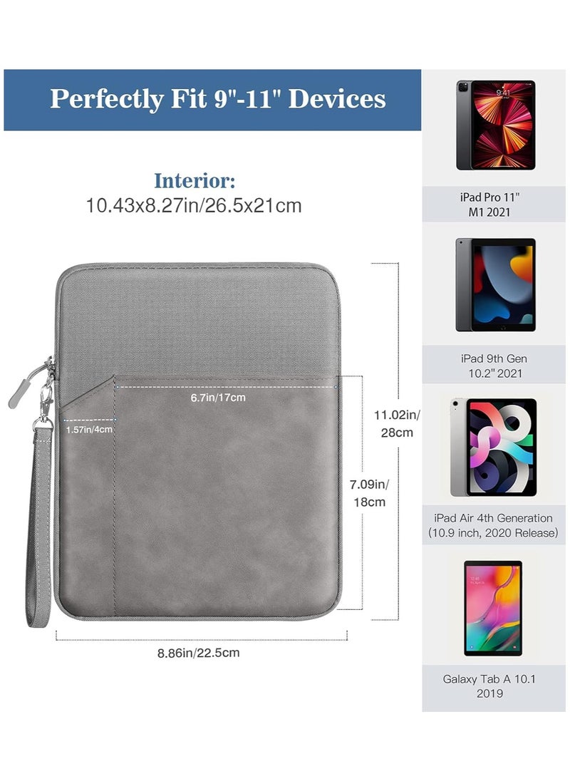 VKL 9-11 Inch Tablet Sleeve Bag Carrying Case for iPad Pro 11 2021-2018, iPad Air 5/4 10.9, iPad 10.2, Galaxy Tab A8 10.5/Tab S8 11", Surface Go 2/1, Protective Bag with Pocket, Gray  - Image 2