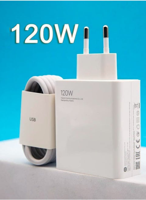 Fast Charger 120W Qc 4.0 Turbo Adapter Charger With USB-C Cable For Mi Xiaomi Devices