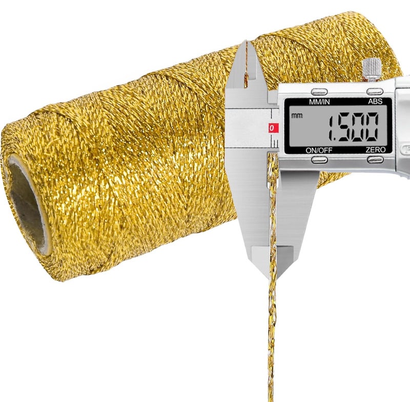 UBCGOTT Gold String Twine 658 Feet 1.5mm for Ornaments Christmas String Twine for Gift Wrapping Inelastic Glitter Gold Cording for Crafts Thread Wedding DIY Decoration - Image 3