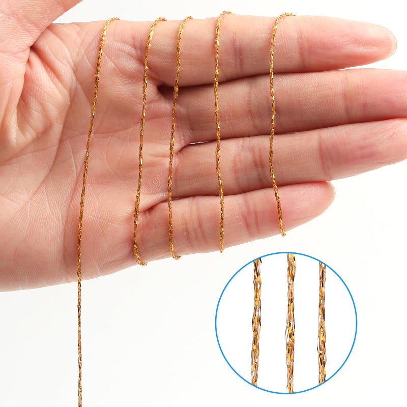 UBCGOTT Gold String Twine 658 Feet 1.5mm for Ornaments Christmas String Twine for Gift Wrapping Inelastic Glitter Gold Cording for Crafts Thread Wedding DIY Decoration - Image 4