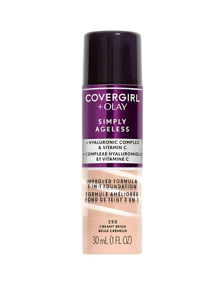 CoverGirl CoverGirl 3-in-1 Liquid Foundation + Olay Simply Ageless 250 Creamy Beige 30ml 