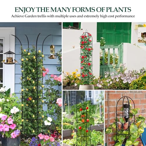 Wellsign 100% Metal Obelisk Trellis for Climbing Plants Outdoor Garden Tower Trellis 6.6ft, Plant Support with Garden Twist Tie for Tomato Cucumber Ivy Vines Rose Potted Plant Trellis Indoor 2 Pack - Image 4