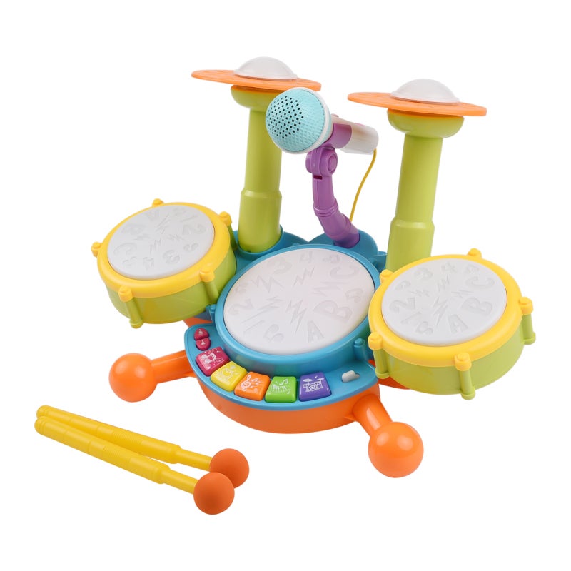 Electronic Drum Toy Set Green Safe Plastic 10 Built-In Songs - Flashing Lights Lightweight Toddler Musical Toys for Toddler And Young Kids Early Interest Cultivation - Image 2