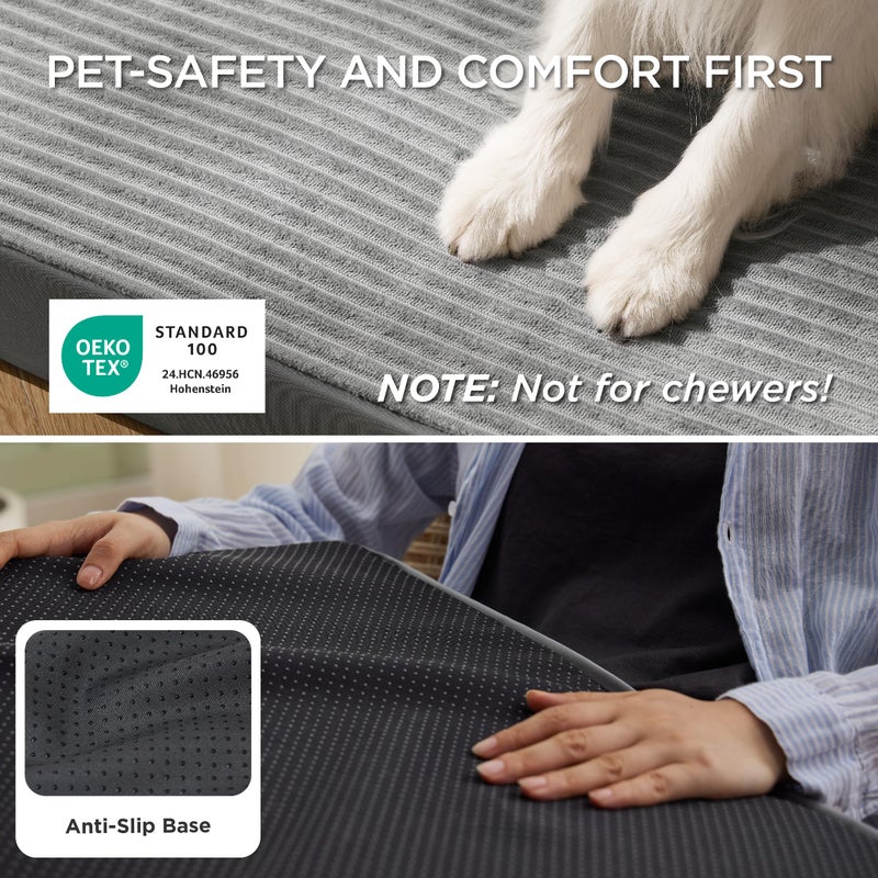 Bedsure ComfyFleece Dog Beds Large Sized Dog- Orthopedic Pet Beds for Crate with Removable Machine Cover, NOT Waterproof Egg Crate Foam Puppy Mat for Pets Up to 50 lbs, 35x22x2.8, NOT Chewproof - Image 4