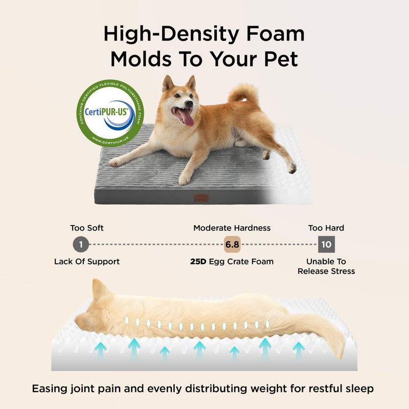 Bedsure ComfyFleece Dog Beds Large Sized Dog- Orthopedic Pet Beds for Crate with Removable Machine Cover, NOT Waterproof Egg Crate Foam Puppy Mat for Pets Up to 50 lbs, 35x22x2.8, NOT Chewproof - Image 3