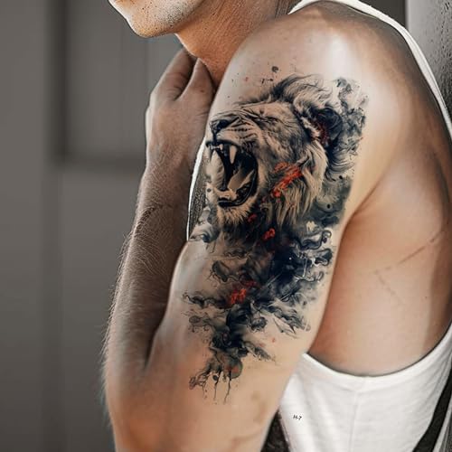 Everjoy 25 Sheets Tough Beast Temporary Tattoo Stickers, 12 Sheets Large Arm Watercolor Animals Fake Tattoos, 13 Pcs Small Animals Tattoo Stickers For Men and Women - Image 3
